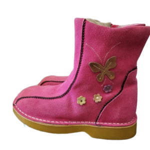 Girls Winter L'Amour Fiore Tall Faux Suede Boot Applique Flowers Hot Pink Zipper